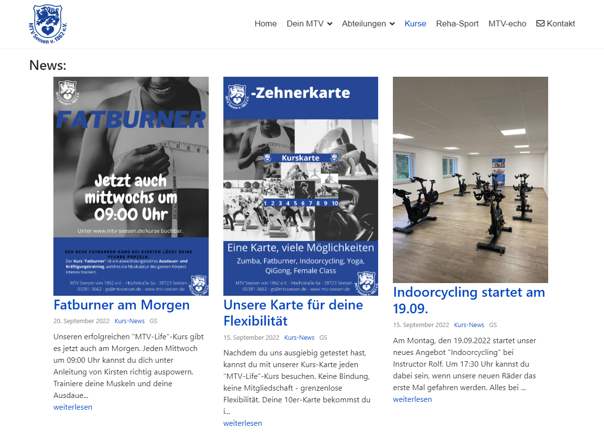 Kurs News - hier wirst du informiert