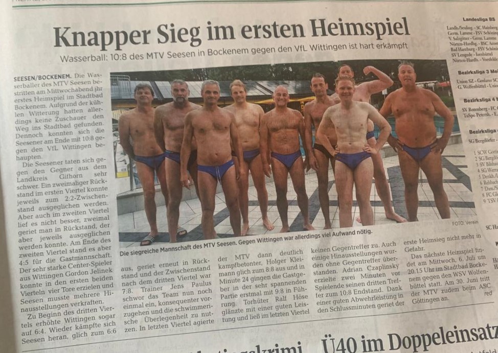 Wasserballer gewinnen auch das erste Heimspiel der Saison 2022 in Bockenem 